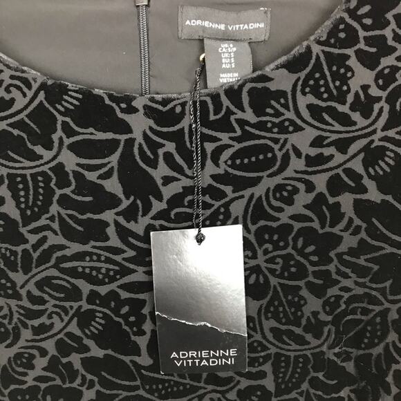 Adrienne Vittadini Bell Sleeve Dress Velvet Floral Brocade Textured Soft Small - Picture 3 of 14